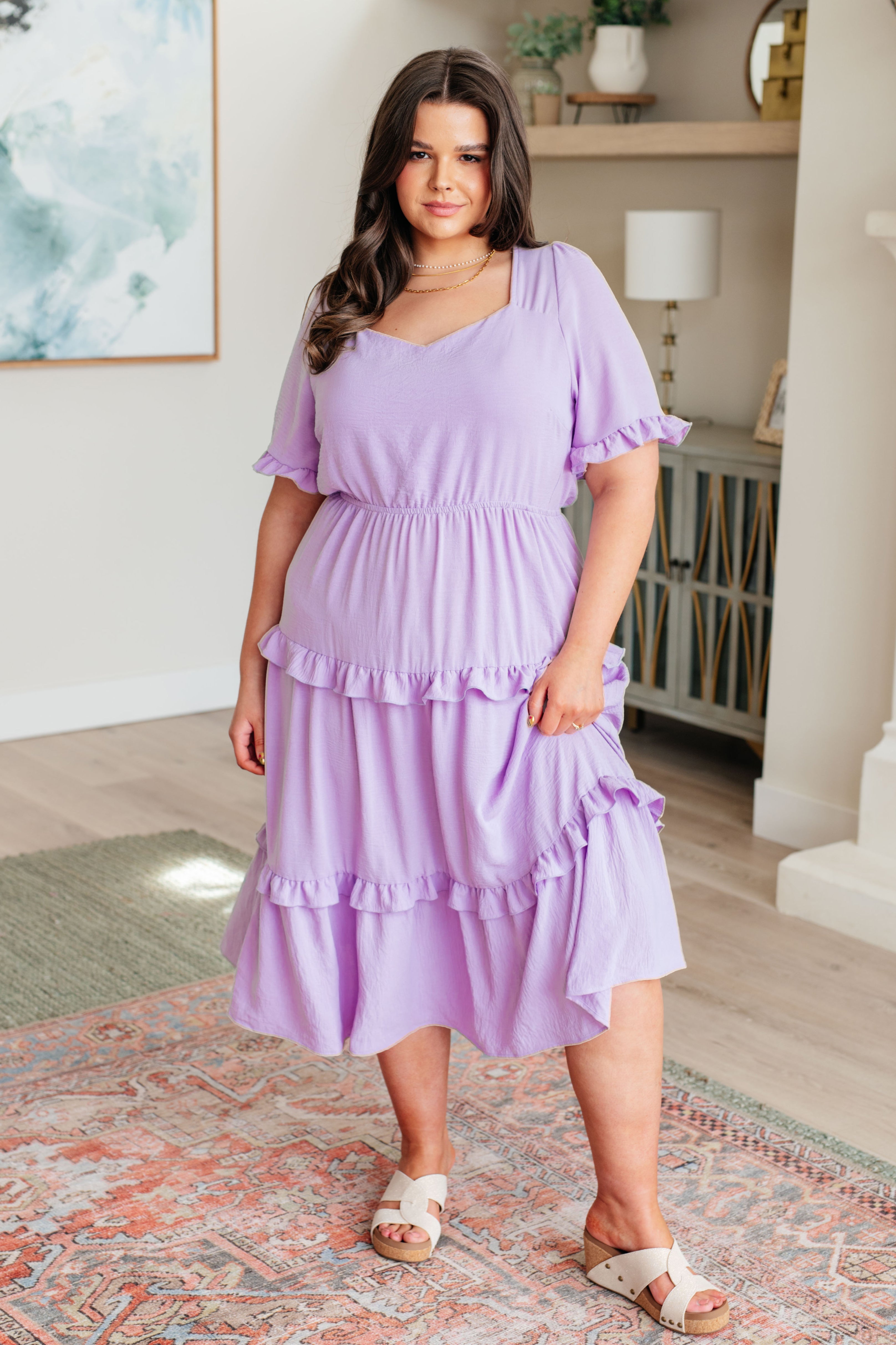 GeeGee Lavender In My Carefree Era Tiered Ruffled Dress Ave Shops