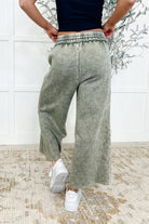 Zenana In or Out Wide Leg Cropped Pants Lt Olive Womens