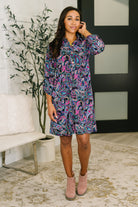 Dear Scarlett Inspire Collared Dress in Black and Cool Paisley Womens