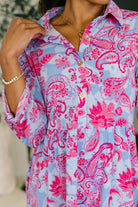 Dear Scarlett Inspire Collared Dress in Pink Paisley Womens