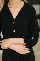 Dear Scarlett Inspire Collared Neck Dress in Black Womens