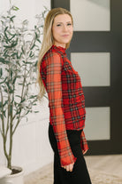 Haptics In the Present Plaid Mesh Layering Top in Red Womens