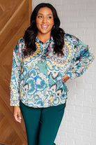 Jodifl In the Willows Button Up Blouse in Teal Paisley Tops