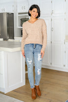 143 Story Irish Coffee Knitted Crop V Neck Sweater Womens