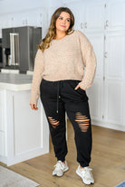 143 Story Irish Coffee Knitted Crop V Neck Sweater Womens
