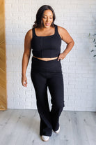 Rae Mode It's All About the Balance Twill Square Neck Crop Top in Black Ave Shops