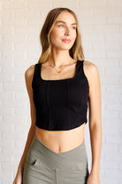 Rae Mode It's All About the Balance Twill Square Neck Crop Top in Black Ave Shops