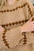 Haptics Ivy Lane Textured Sweater in Taupe Womens