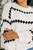 Haptics Ivy Lane Textured Sweater in White and Black Womens