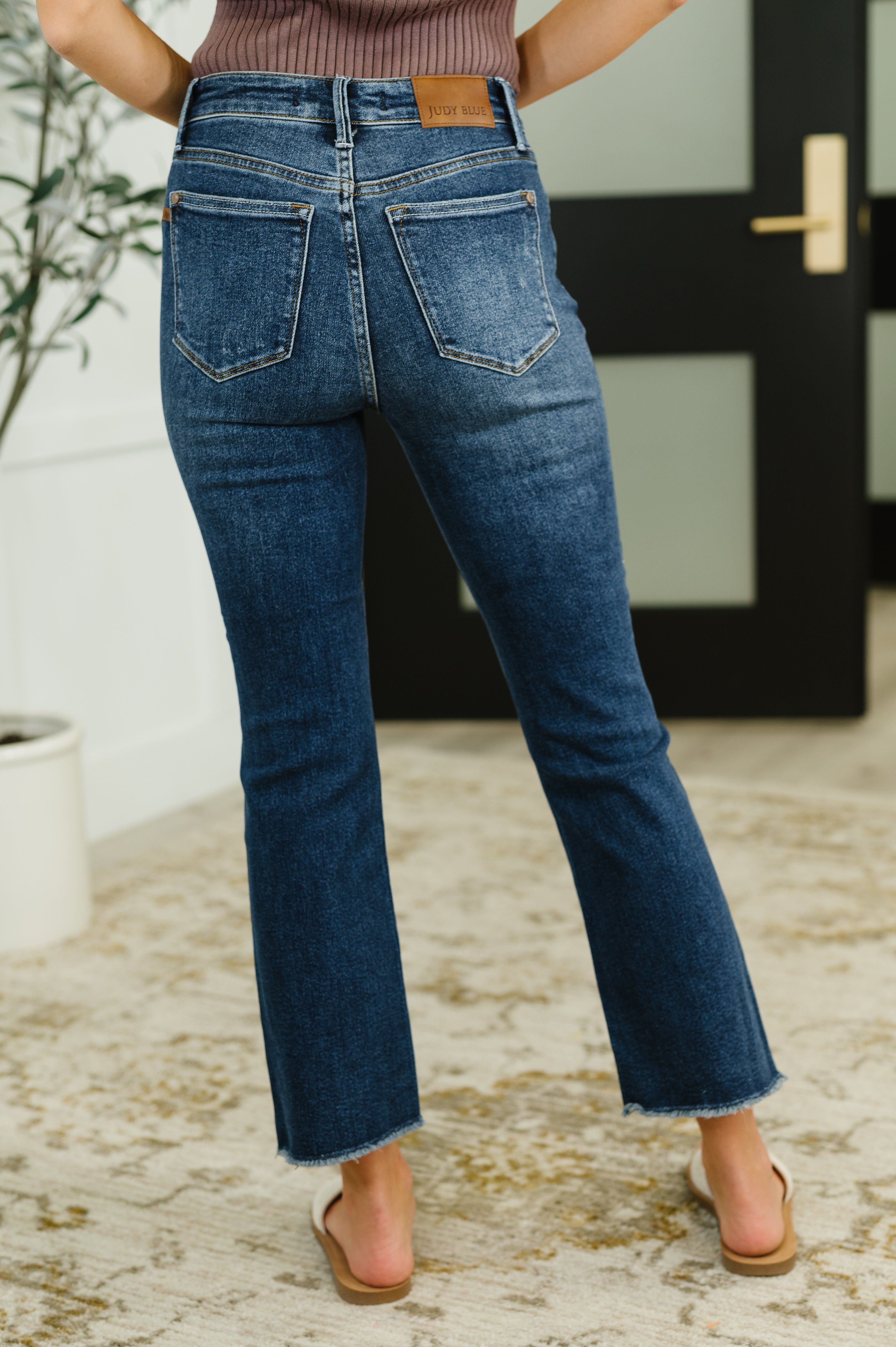 Nova High Waist Dark Wash Kick Flare Womens