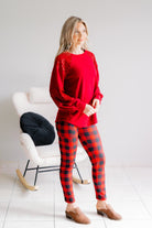 7th Ray Red Holly Belle Brushed Knit Long Sleeve Top
