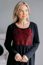 Emerald Frosted Berry Sequin Black Tunic