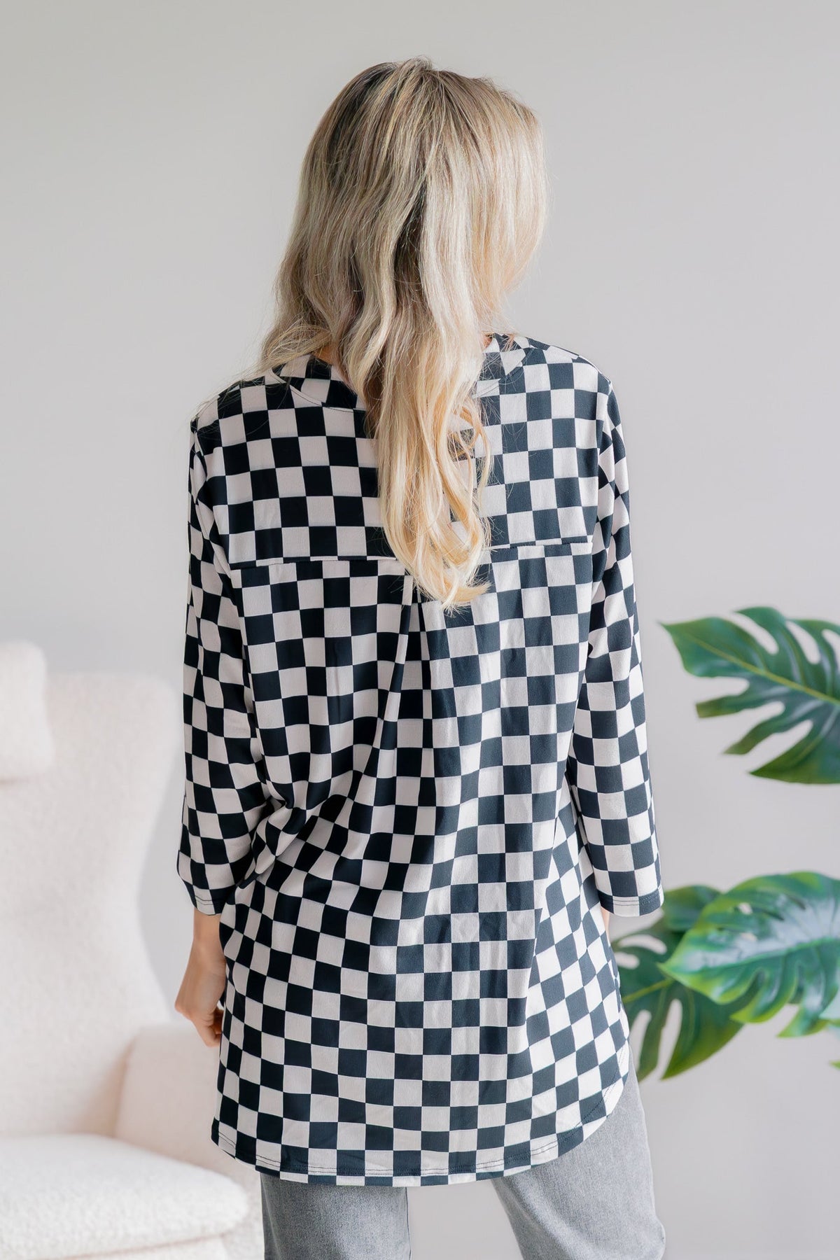Cliff Puff Chic Eve Check Top