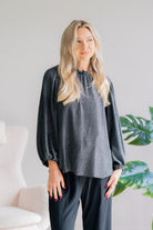 Oddi Silver Soirée Black Shimmer Metallic Blouse