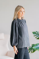 Oddi Silver Soirée Black Shimmer Metallic Blouse