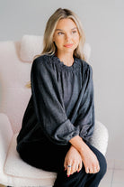 Oddi Silver Soirée Black Shimmer Metallic Blouse