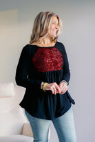 Emerald Frosted Berry Sequin Black Tunic