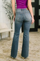 Judy Blue Jackie Mid Rise Flare Jean with Front Flap Pockets Womens