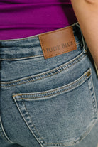 Judy Blue Jackie Mid Rise Flare Jean with Front Flap Pockets Womens