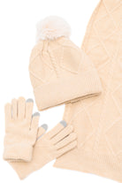 Jane Frost Beanie, Glove, and Scarf Set in Beige Accessories