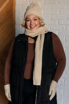 Jane Frost Beanie, Glove, and Scarf Set in Beige Accessories