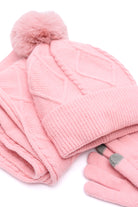 Jane Frost Beanie, Glove, and Scarf Set in Pink Accessories