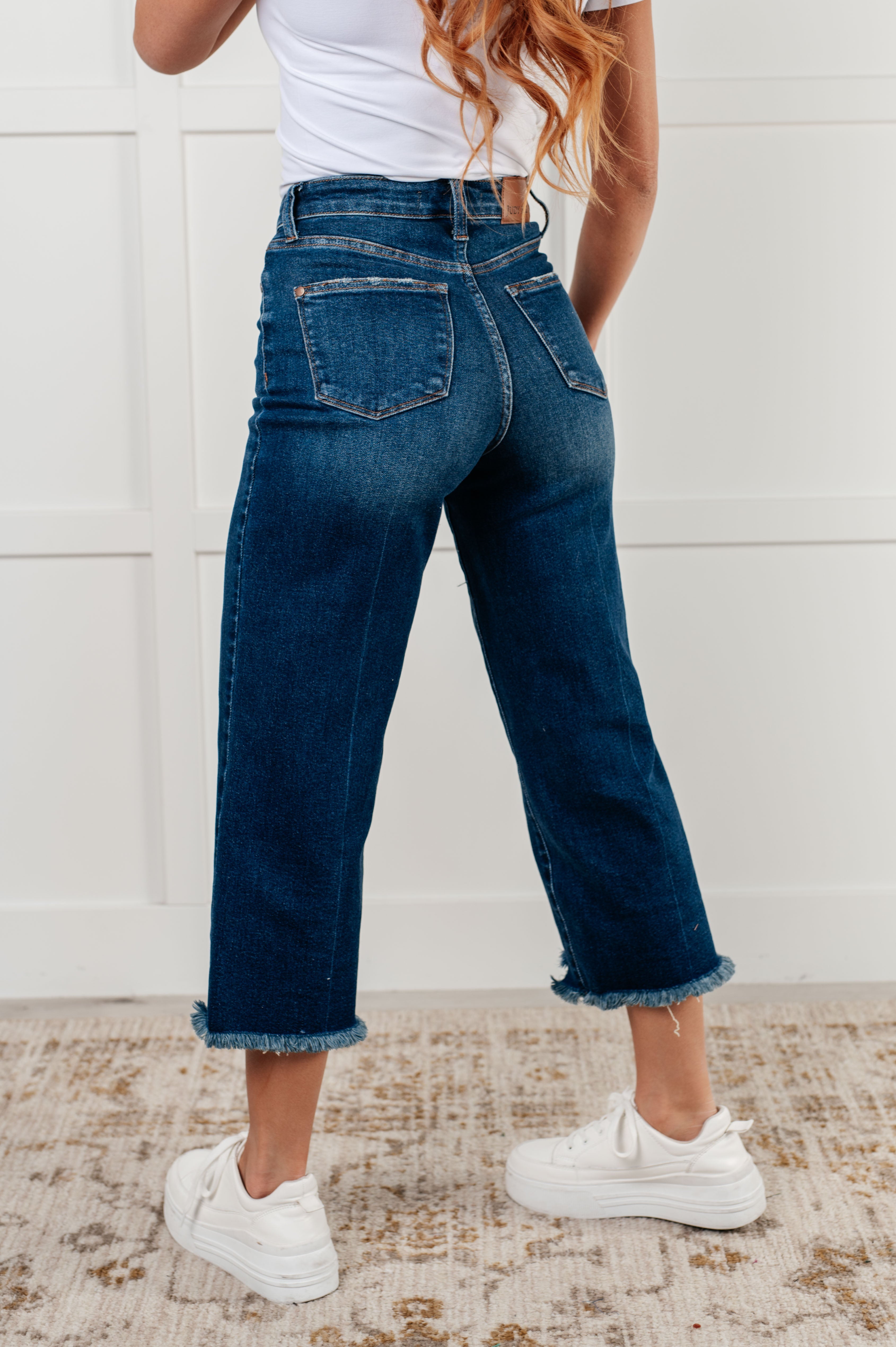 Judy Blue Janice High Rise Button Fly Wide Leg Crop Jeans Jeans