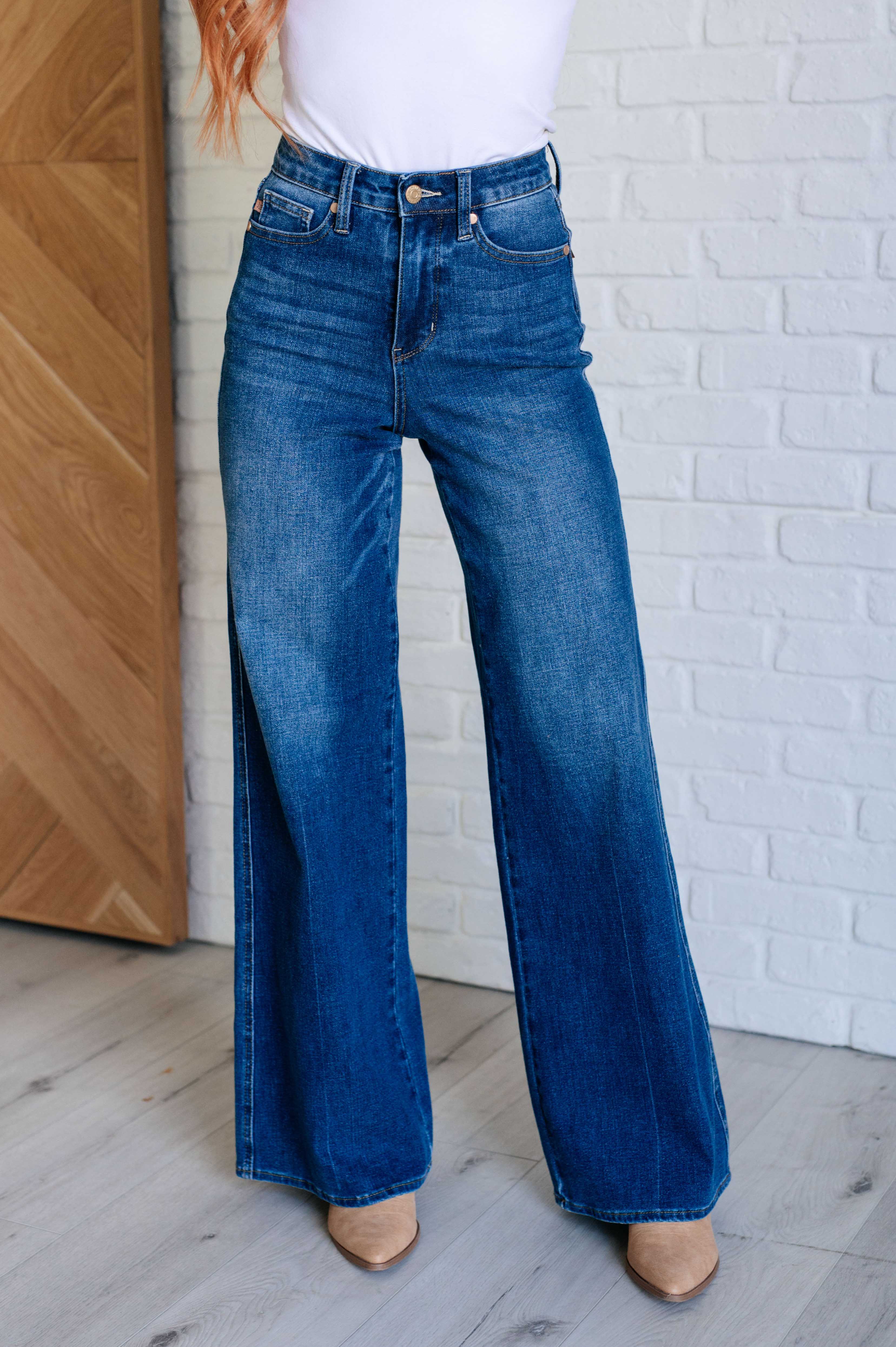 Judy Blue Eliza High Rise Control Top Retro Wide Leg Jeans Ave Shops