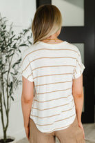 Blu Pepper Jump Into It Textured Knit Top in Mocha Stripe Womens