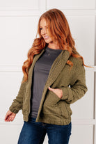 Jungle Explorer Quilted Knit Zip Up Olive Jacket Layers