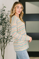 Haptics Just About Right Texturued Longsleeve Top in Multi Womens