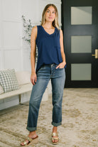Dear Scarlett Just Give In Ribbed Knit Tank in Navy Womens