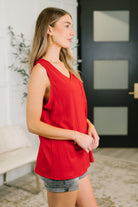 Dear Scarlett Just Give In Ribbed Knit Tank in Red Womens