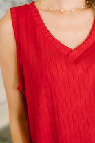 Dear Scarlett Just Give In Ribbed Knit Tank in Red Womens