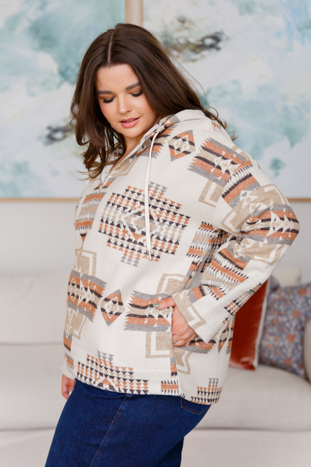 Sew In Love Just Going For It Aztec Hoodie Sweatshirts