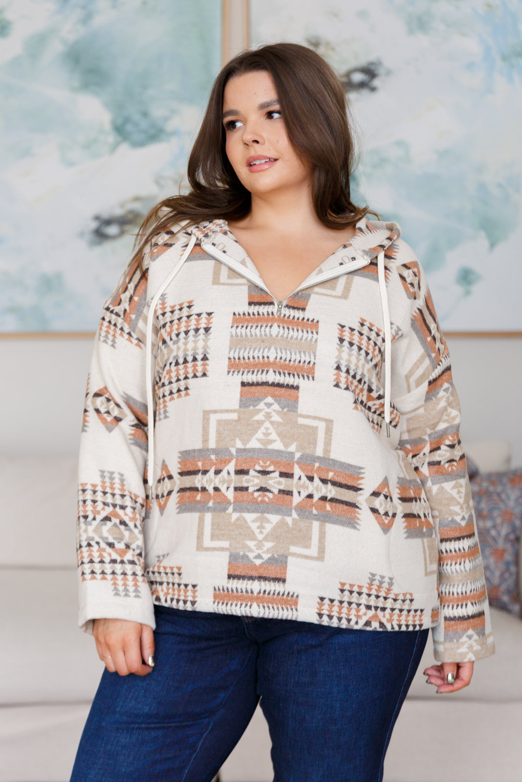 Sew In Love Just Going For It Aztec Hoodie Sweatshirts