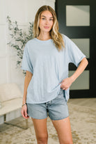 Dear Scarlett Just Like That Relaxed Heather Tee in Blue Womens