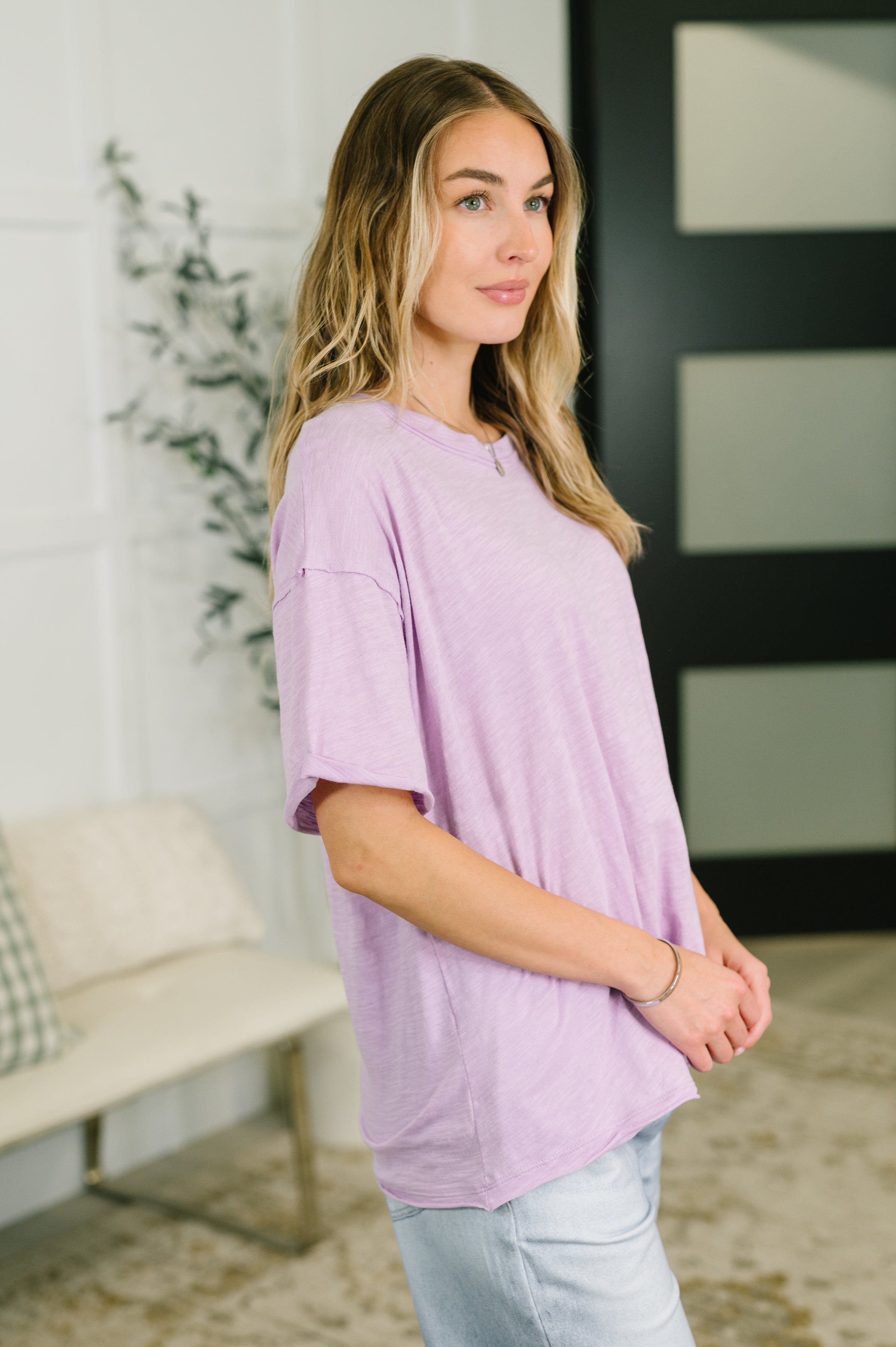 Dear Scarlett Just Like That Relaxed Heather Tee in Lilac Womens