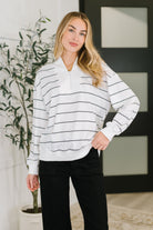One Eleven North Just My Stripe Zipper Top Womens