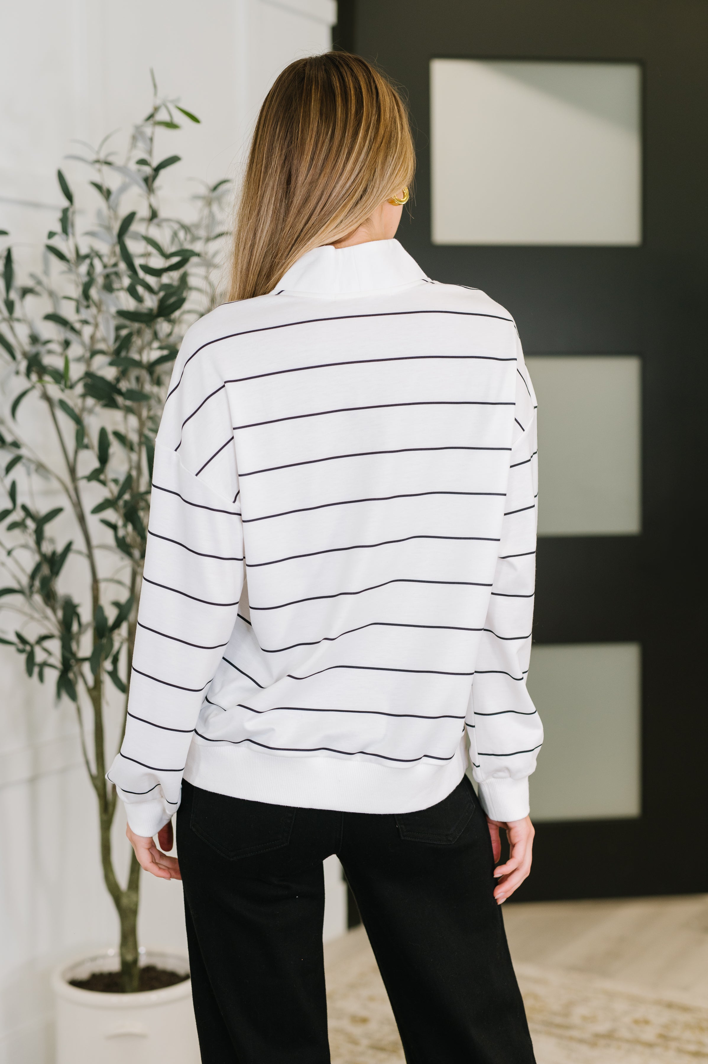 One Eleven North Just My Stripe Zipper Top Womens