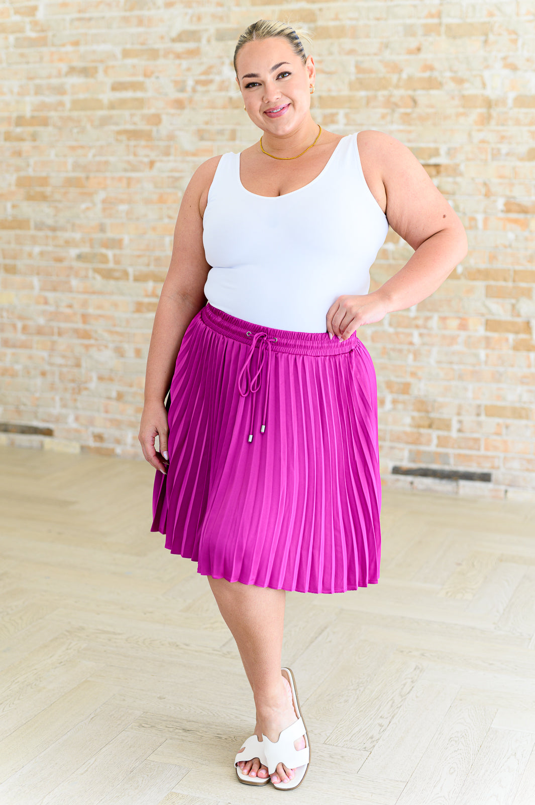 Jodifl Just a Flirt Pleated Skirt in Magenta Ave Shops
