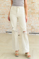 Judy Blue Selena High Rise Distressed 90's Straight Jeans in Bone Ave Shops