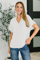 PREORDER: Crinkle Wove V-Neck Blouse in Four Colors Womens
