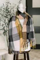 Keep Me Cozy Checkered Fringe Scarf in Woodland Shades Accessories