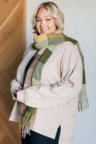 Keep Me Cozy Checkered Fringe Scarf in Woodland Shades Accessories