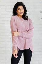 Zenana Keeping it Real Brushed Melange Hacci Long Sleeve Tee in Light Rose Shirts & Tops