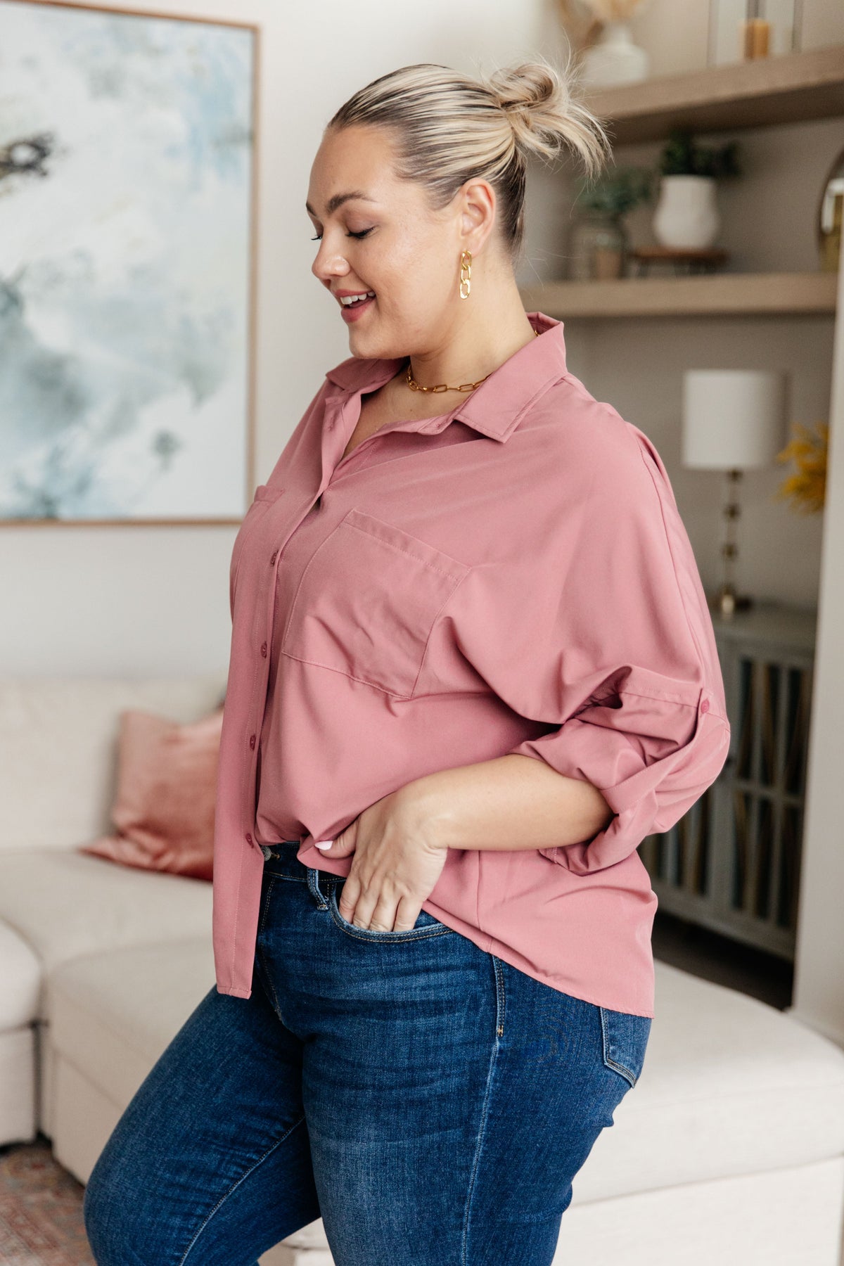 Andree By Unit Keep it Profesh Button Up Top Tops