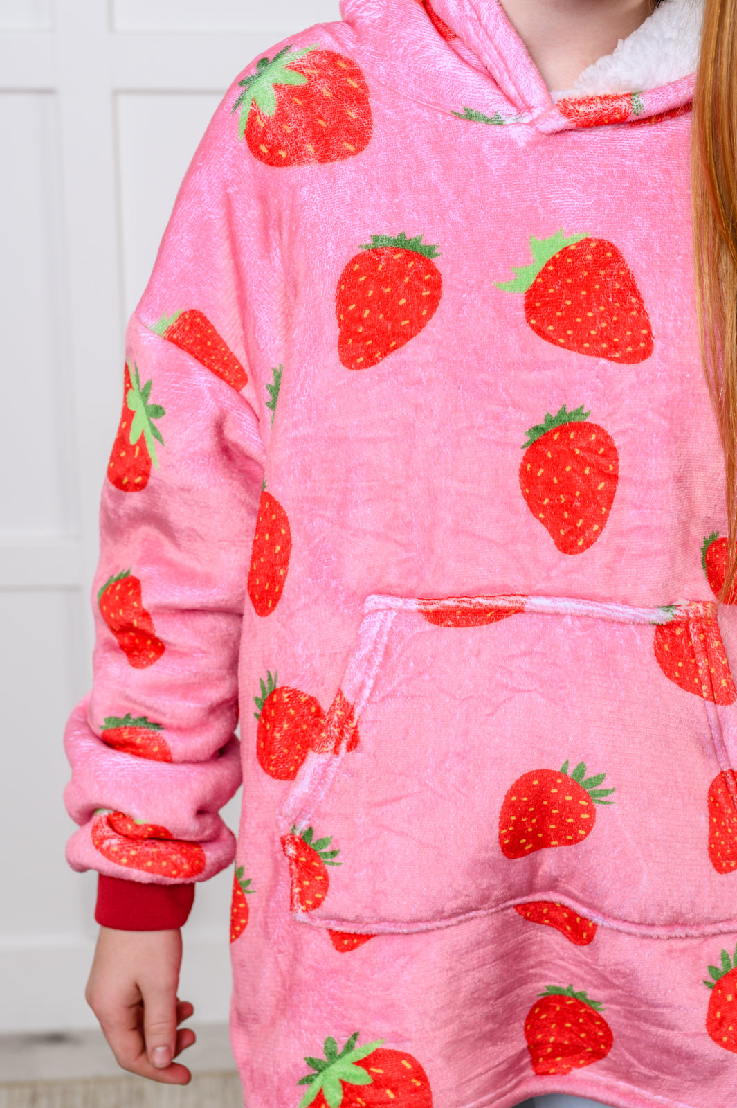 Kids Oversized Hoodie Blanket in Strawberry Sweatshirts & Hoodies