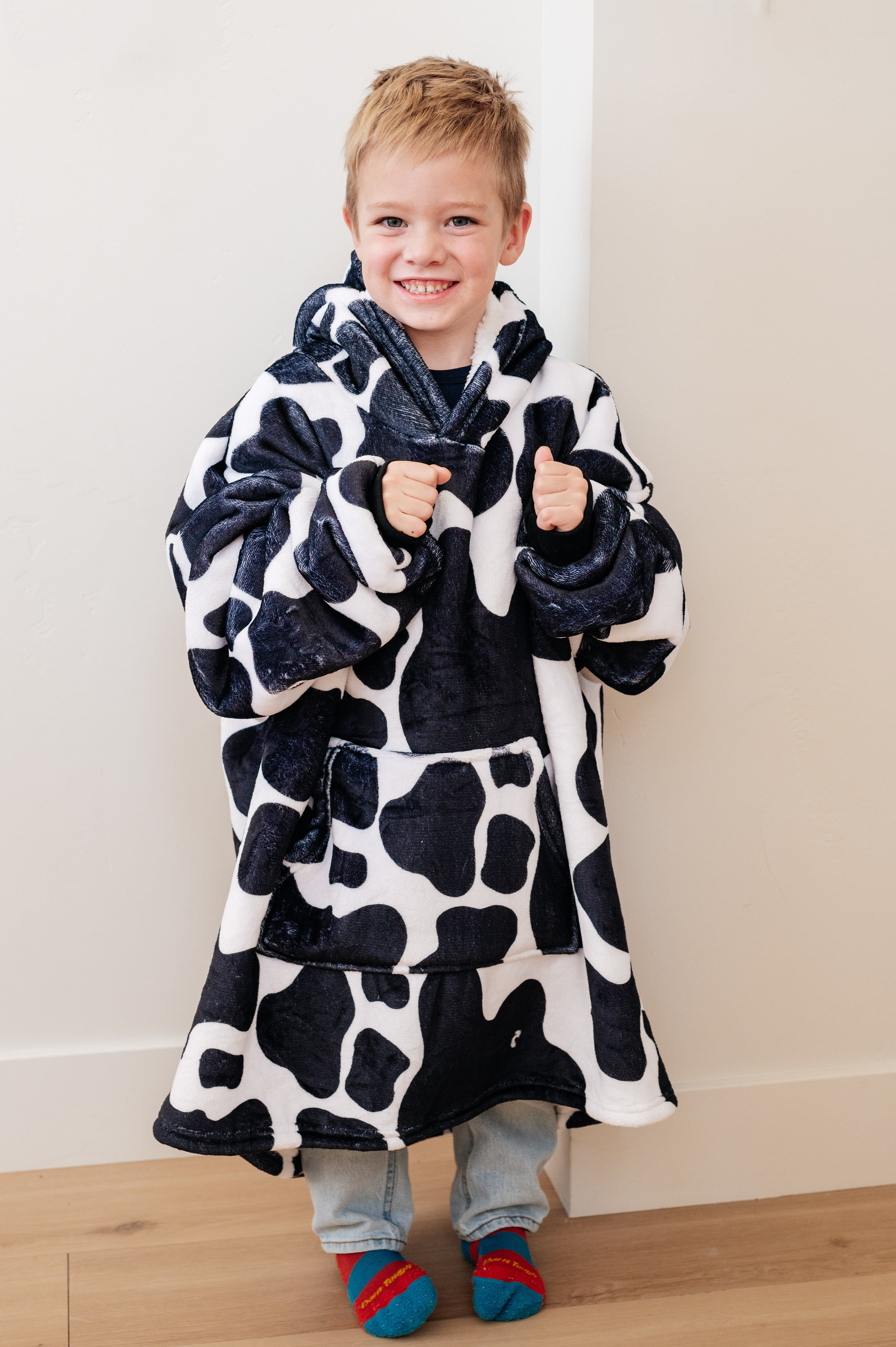 Kids Oversized Hoodie Blanket in Cow OS Sweatshirts & Hoodies