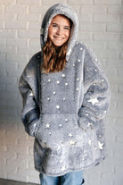 Kids Oversized Hoodie Blanket in Grey Stars Sweatshirts & Hoodies